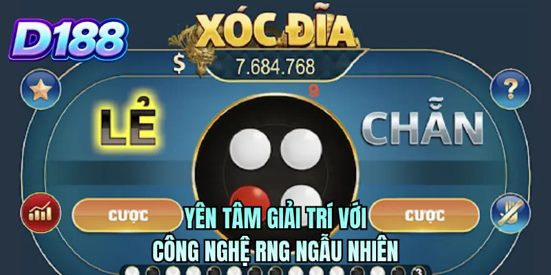 Yên tâm giải trí với công nghệ RNG ngẫu nhiên